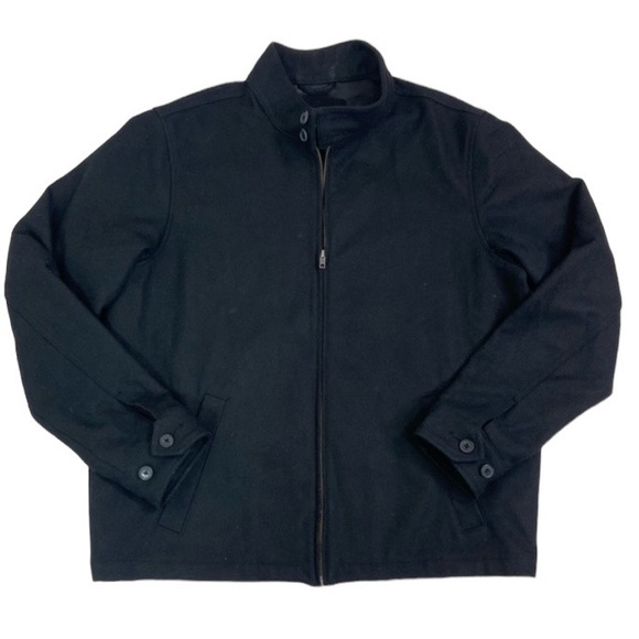 Lands end mens black wool full zip jacket. Size Large - Picture 1 of 12